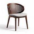 Wooden dining chair with upholstered seat and curved backrest 50 x 50 x 80cm