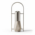 Marble and stainless steel salt and pepper grinder set with geometric design 8 x 8 x 20cm