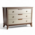 Wooden dresser with three drawers in cream and walnut finish 80 x 40 x 75cm